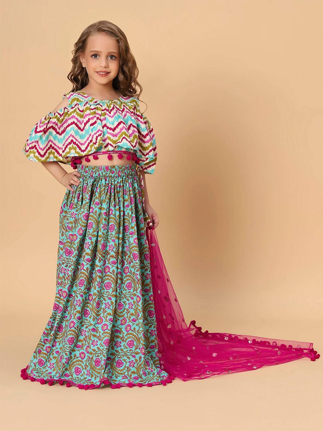 

K&U Cord Of Love Girls Ready to Wear Lehenga Choli, Turquoise blue