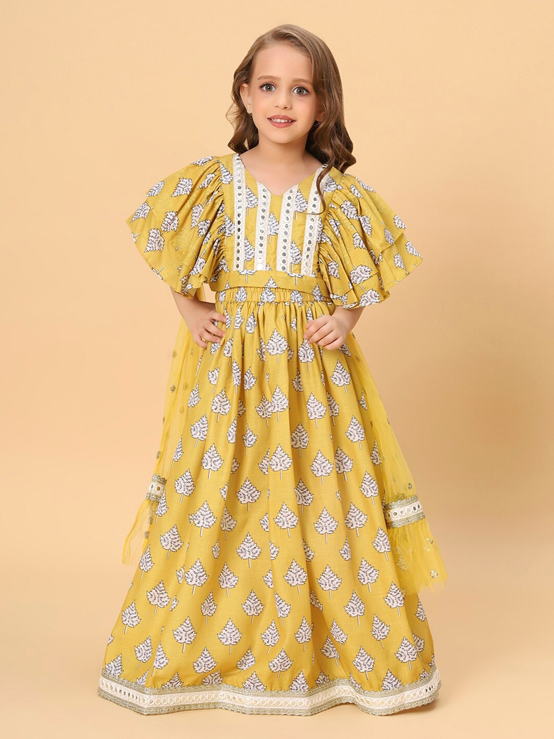 

K&U Cord Of Love Girls Ready to Wear Lehenga Choli, Yellow
