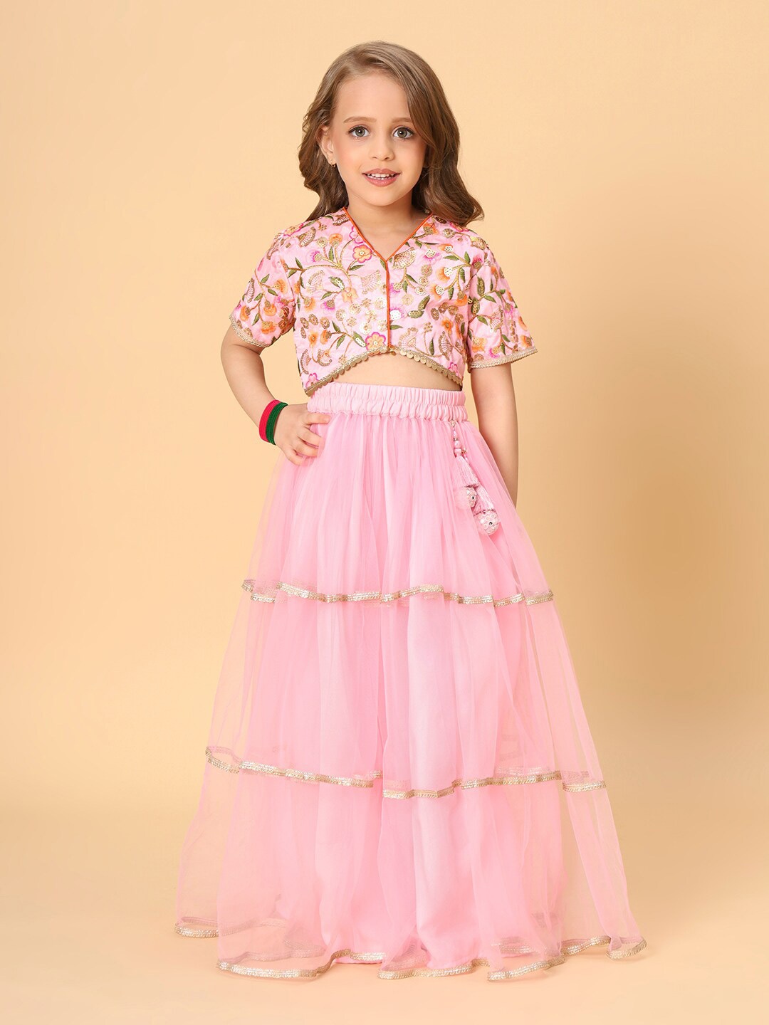 

K&U Cord Of Love Girls Ready to Wear Lehenga Choli, Pink