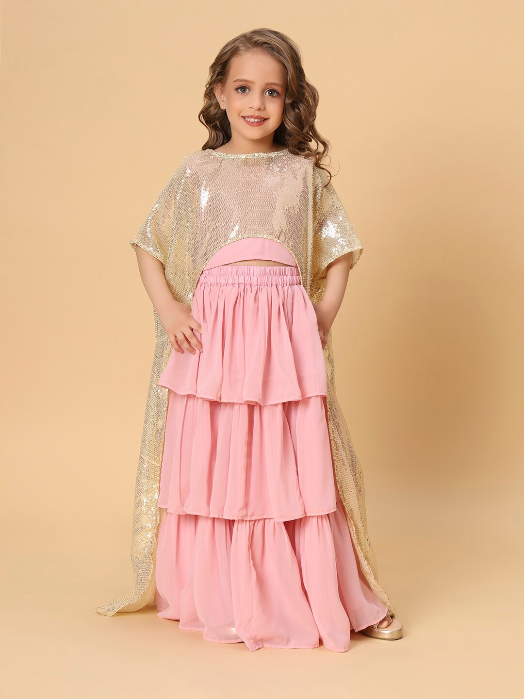 

K&U Cord Of Love Girls Ready to Wear Lehenga Choli, Rose gold