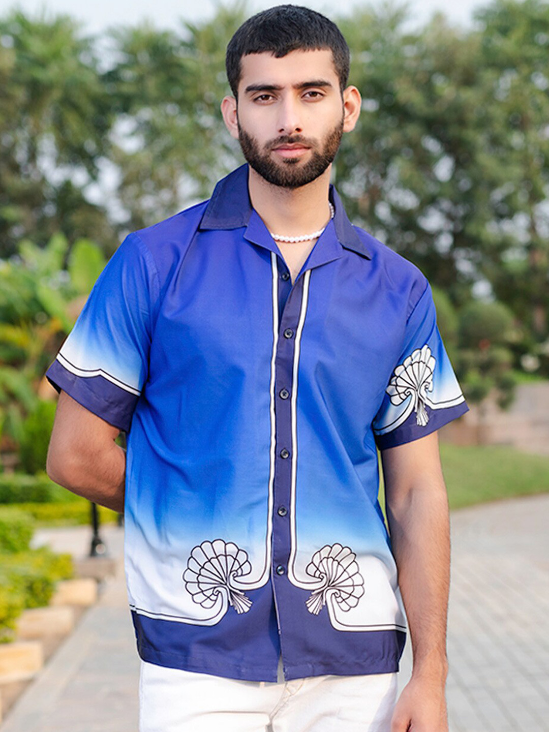 

Tistabene New Conversational Printed Casual Shirt, Navy blue