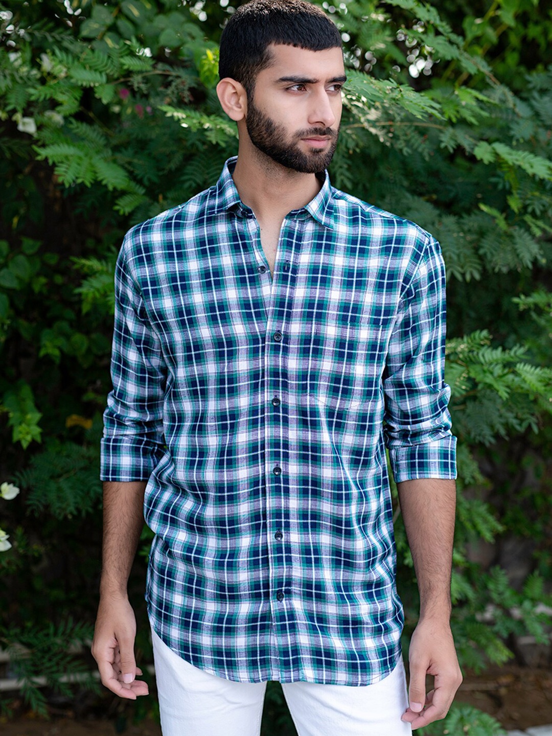 

Tistabene New Tartan Checks Cotton Casual Shirt, Blue