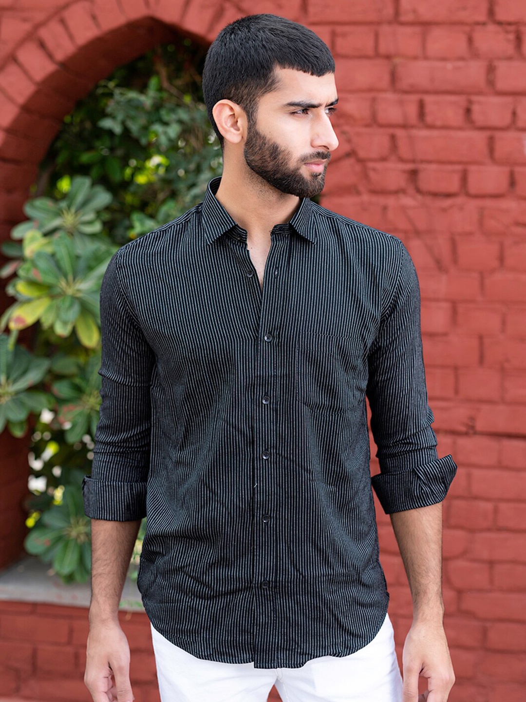 

Tistabene New Vertical Stripes Cotton Casual Shirt, Black