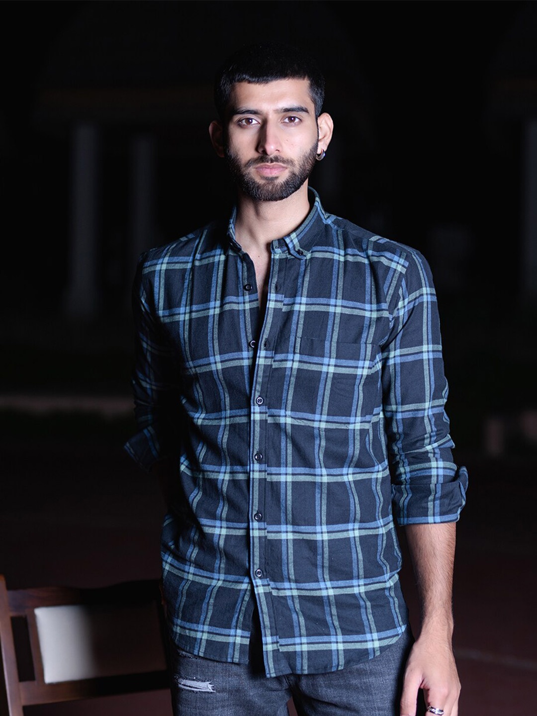 

Tistabene New Tartan Checks Button Down Collar Cotton Casual Shirt, Blue