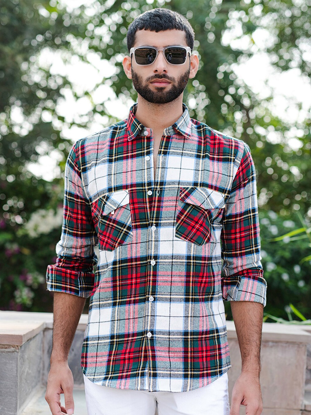 

Tistabene New Tartan Checks Cotton Casual Shirt, White