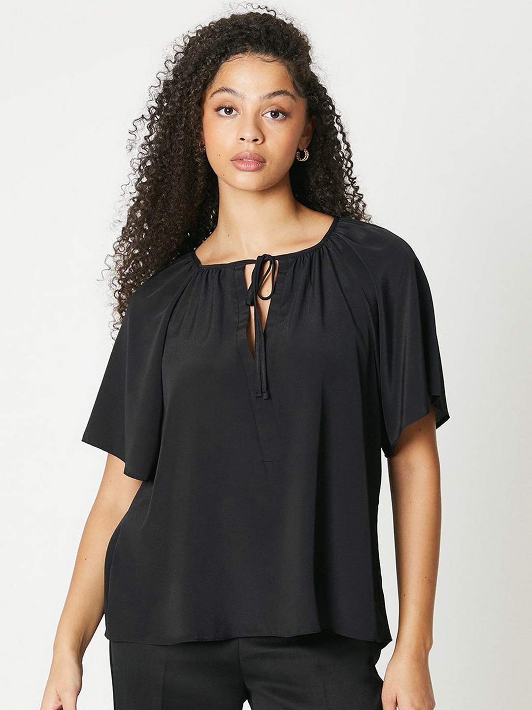 

DOROTHY PERKINS Tie-Up Neck Top, Black