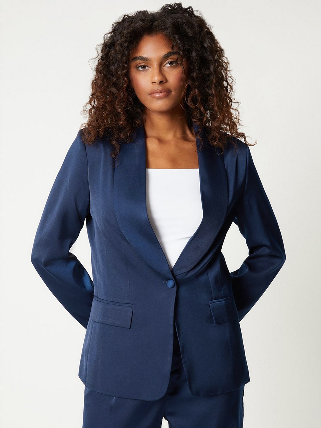 

DOROTHY PERKINS Satin Finish Single Breasted Blazer, Navy blue