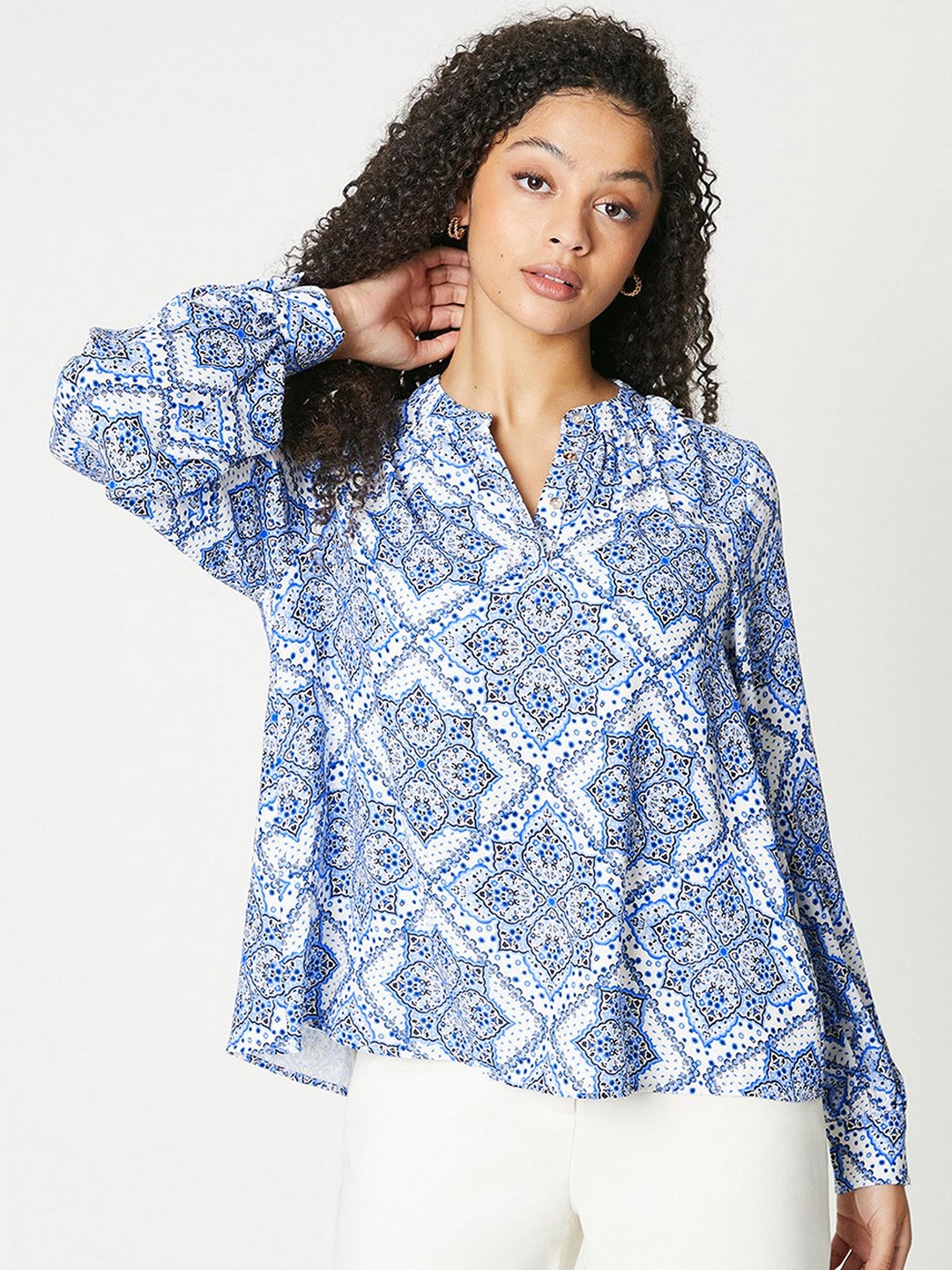 DOROTHY PERKINS Ethnic Print Top, White