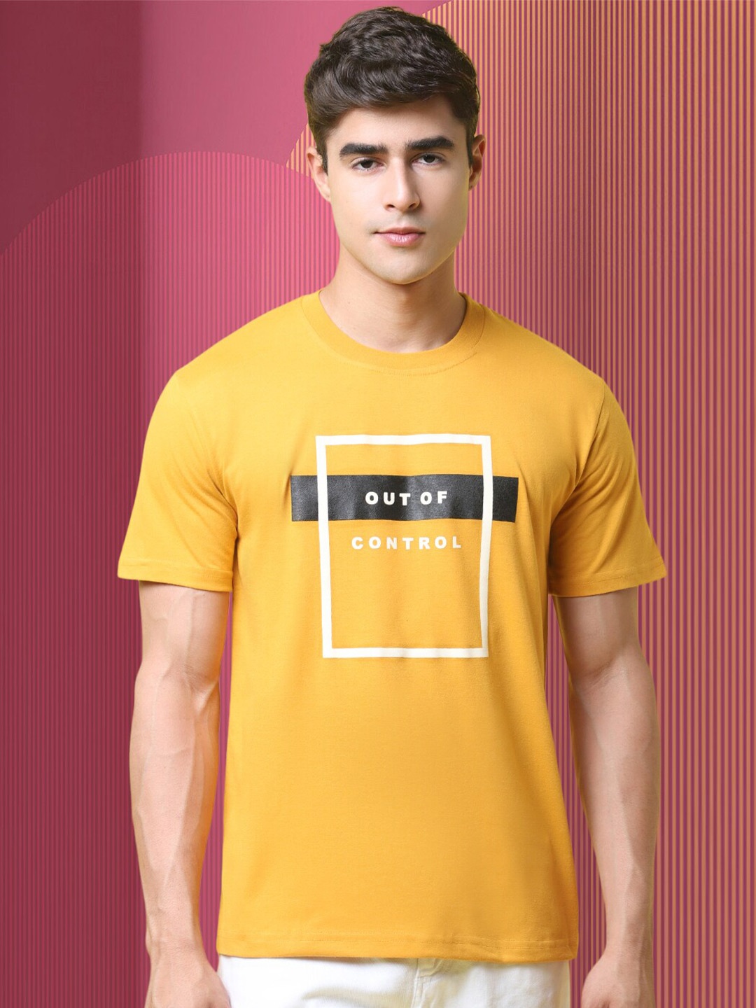 

Tee Projekt Typography Printed Round Neck T-shirt, Yellow