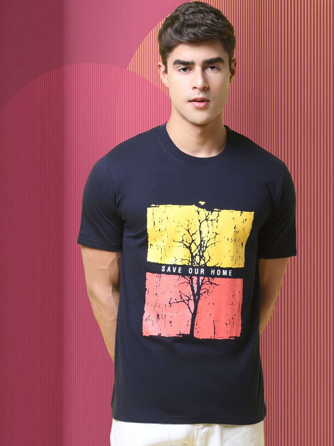 

Tee Projekt Graphic Printed Round Neck T-shirt, Blue