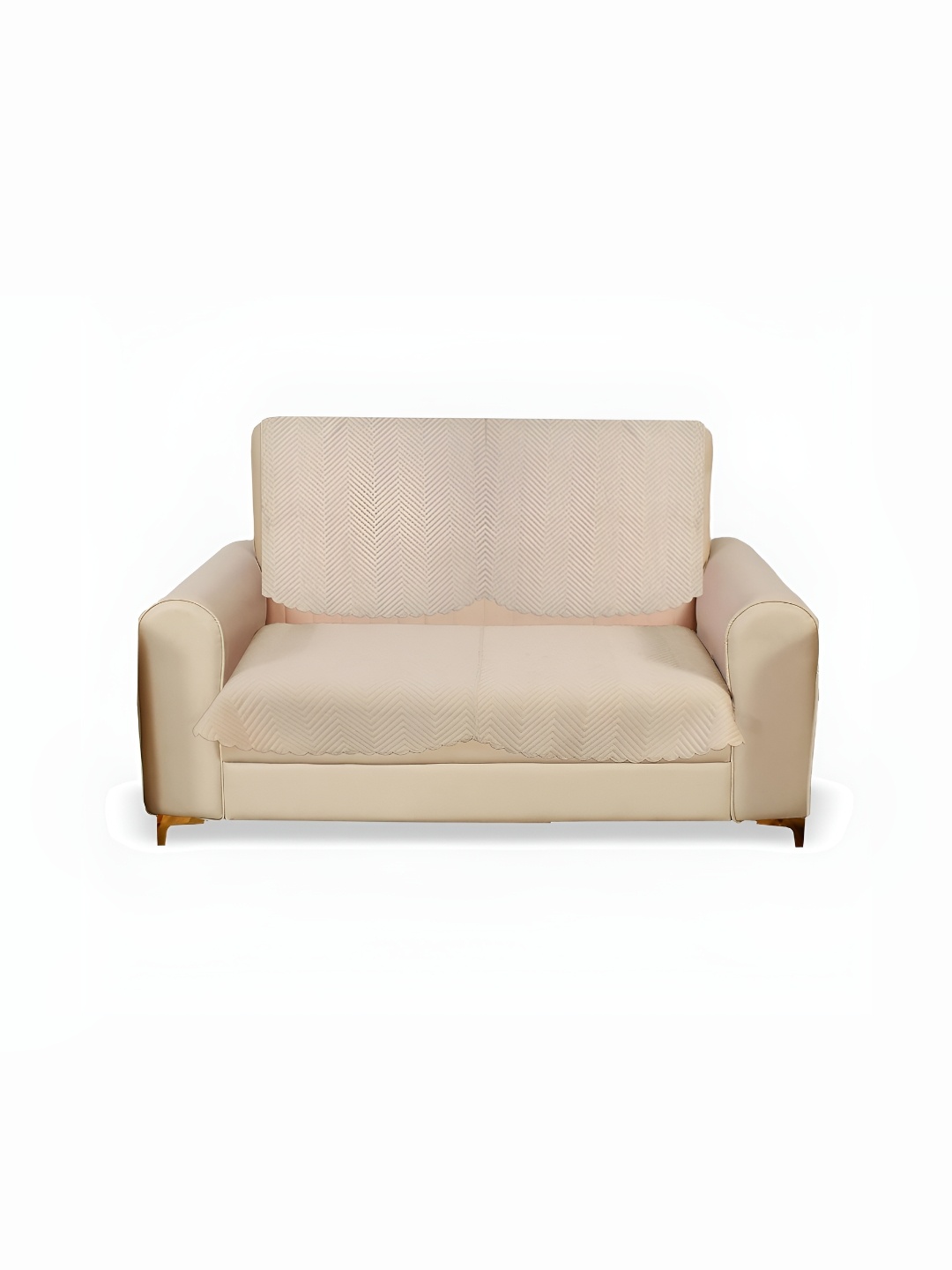 

Sparrow world Beige 2 Pieces Quilted Velvet 2 Seater Sofa Covers