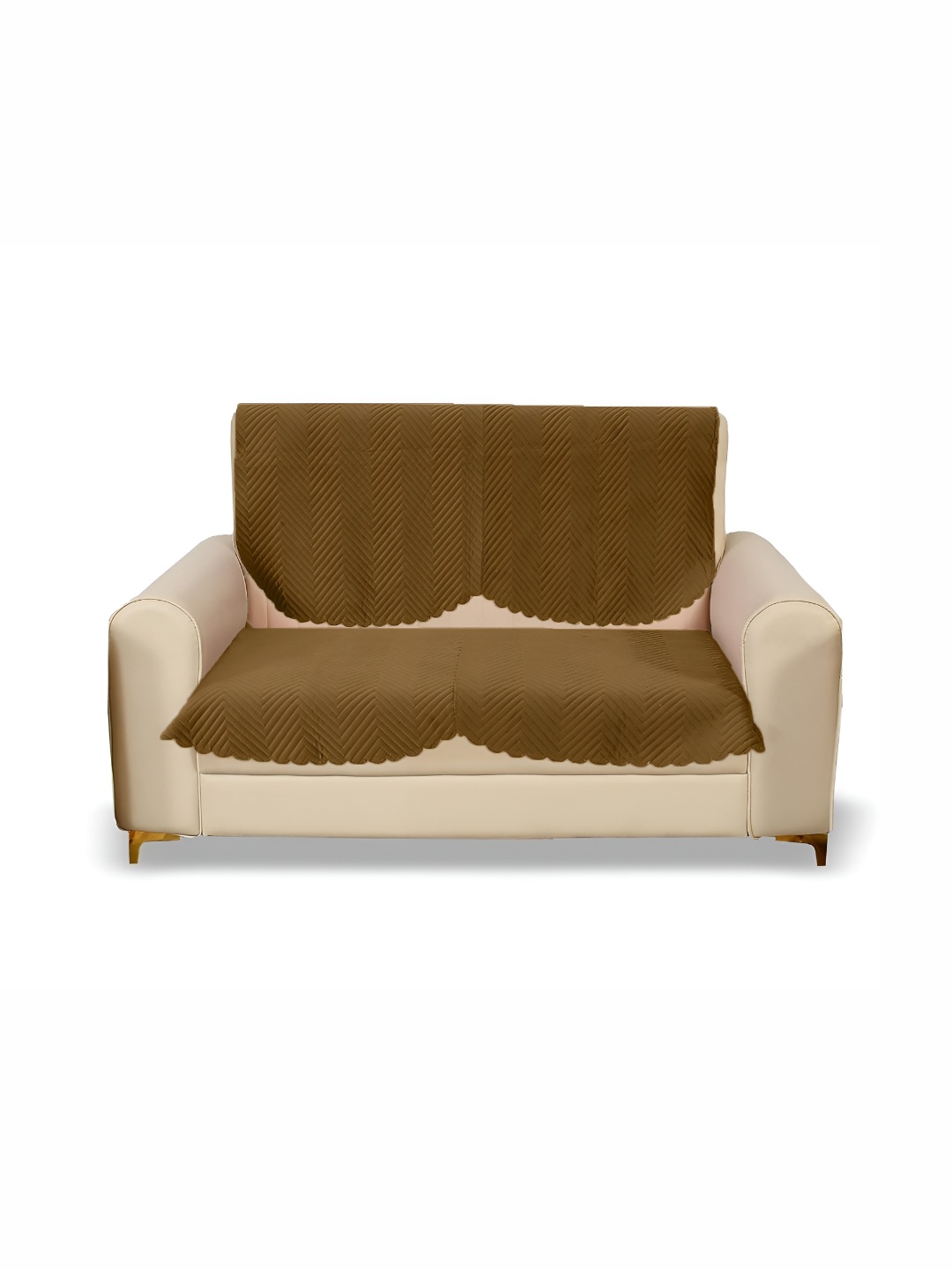 

Sparrow world Brown 2 Pieces Quilted Velvet 2 Seater Sofa Covers