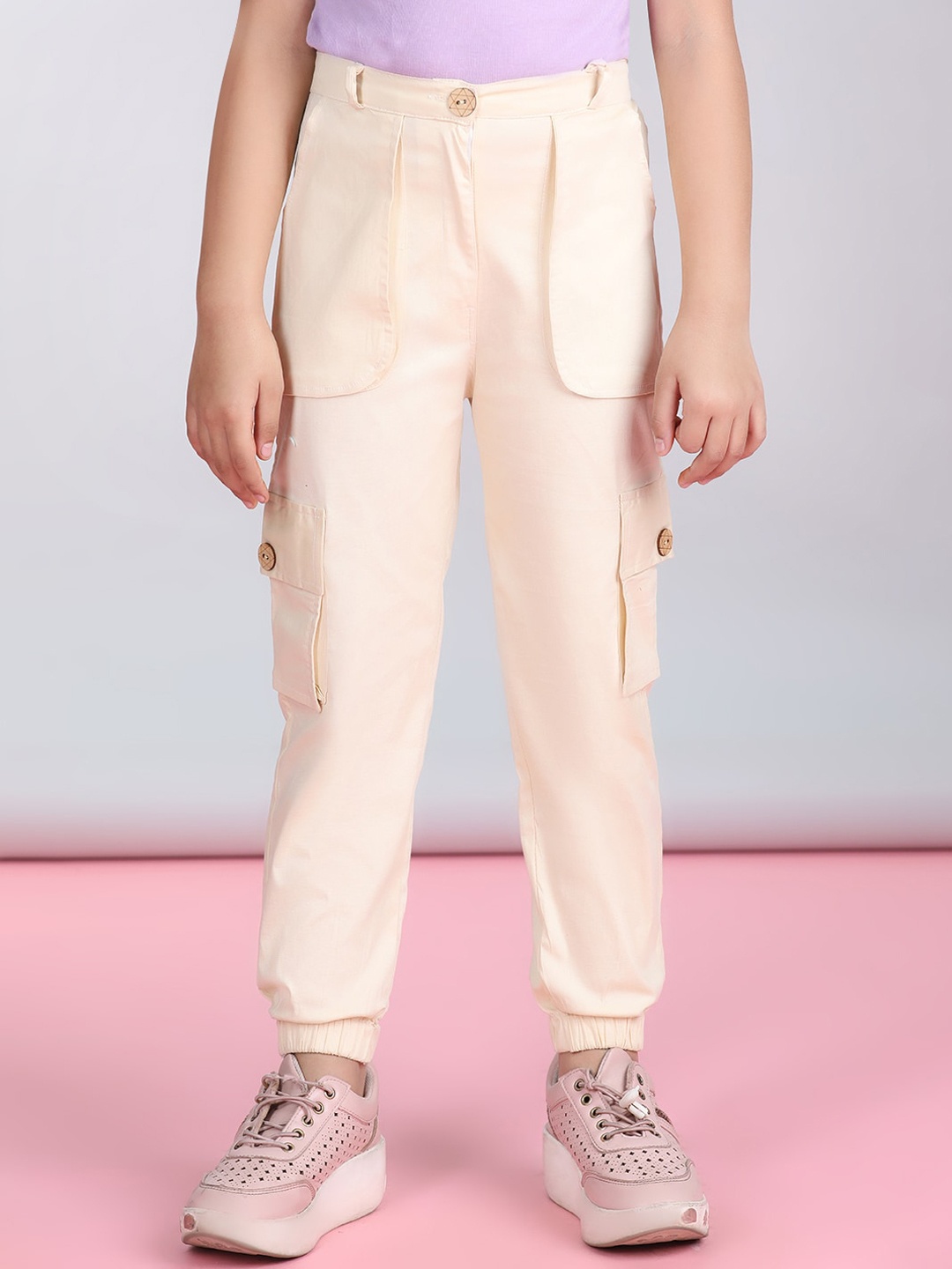 

Cutiekins Girls Mid-Rise Cargo Joggers, Off white