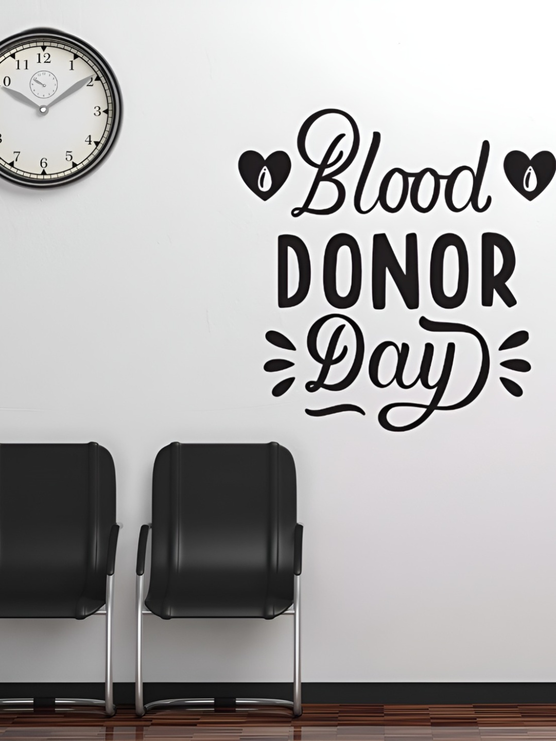 

CVANU Black Solid Abstract Blood Donor Day Self-Adhesive Wall Sticker