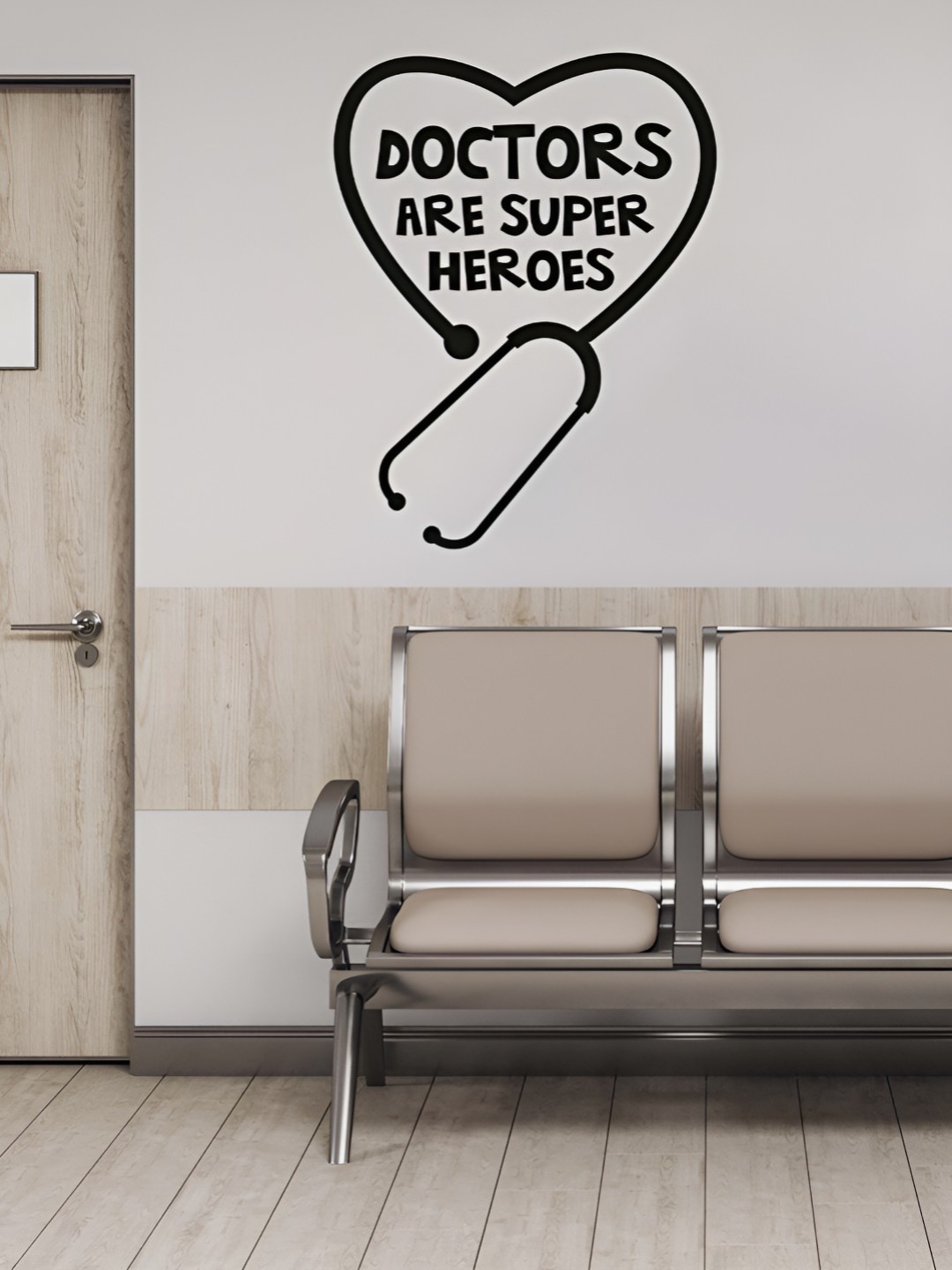 

CVANU Black Solid Abstract Doctors are Super Heroes PVC Vinyl Self-Adhesive Wall Sticker