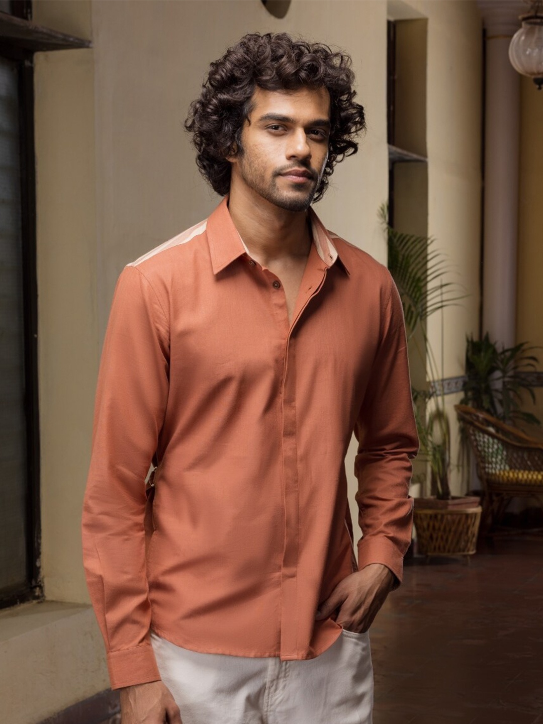 

Wellbi Comfort Regular Fit Spread Collar Long Sleeve Premium Cotton Shirt, Orange