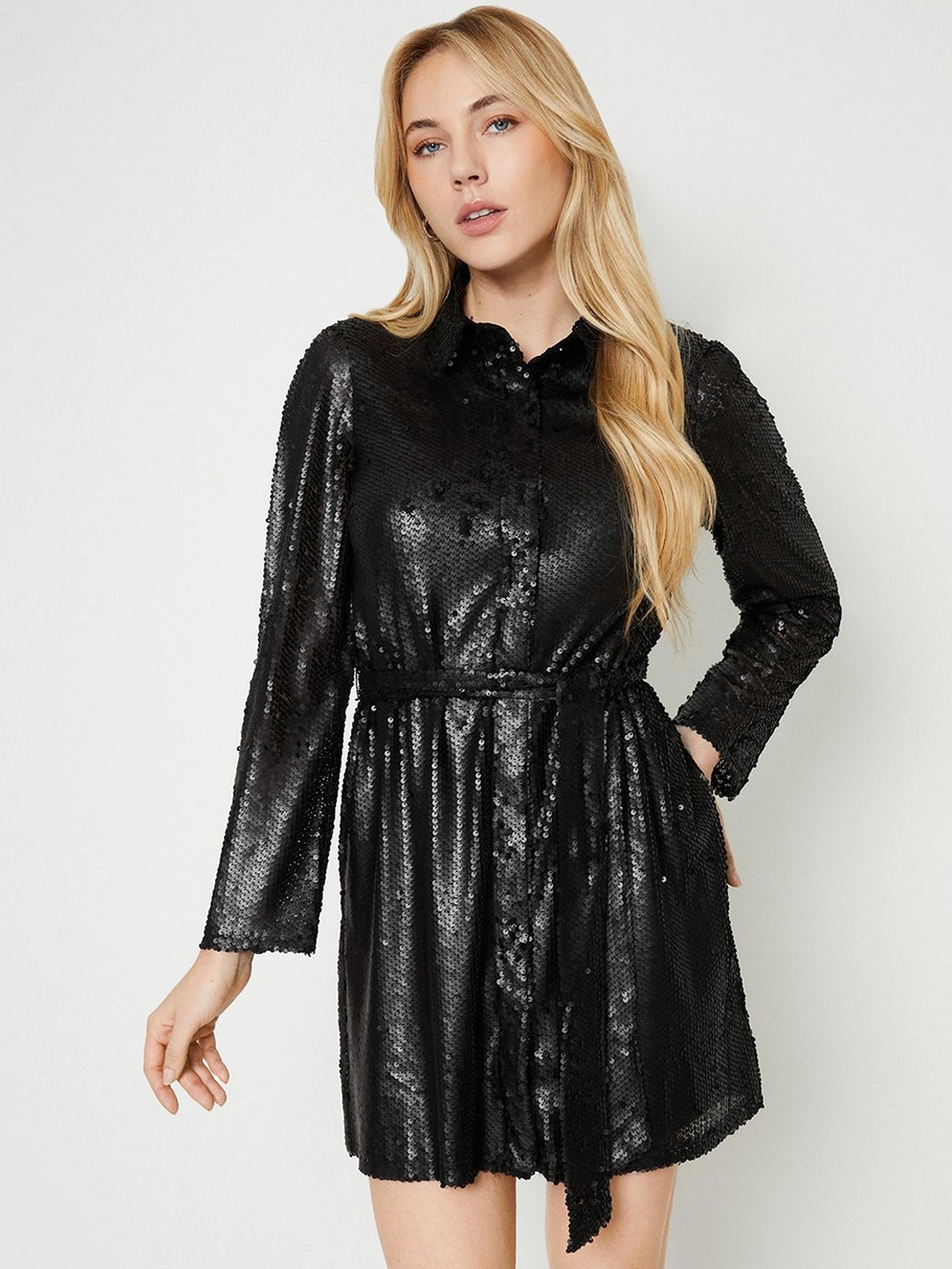 

DOROTHY PERKINS Embellished A-Line Mini Dress, Black