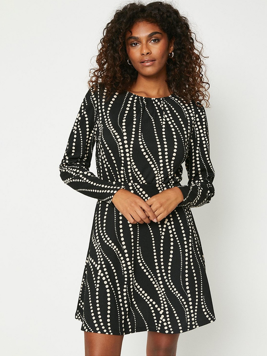 

DOROTHY PERKINS Printed Fit & Flare Mini Dress, Black