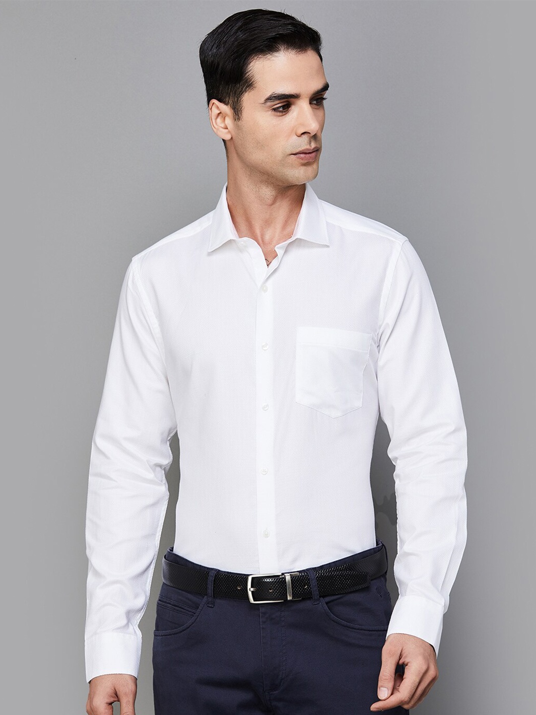 

CODE by Lifestyle Spread Collar Formal Cotton Shirt, White