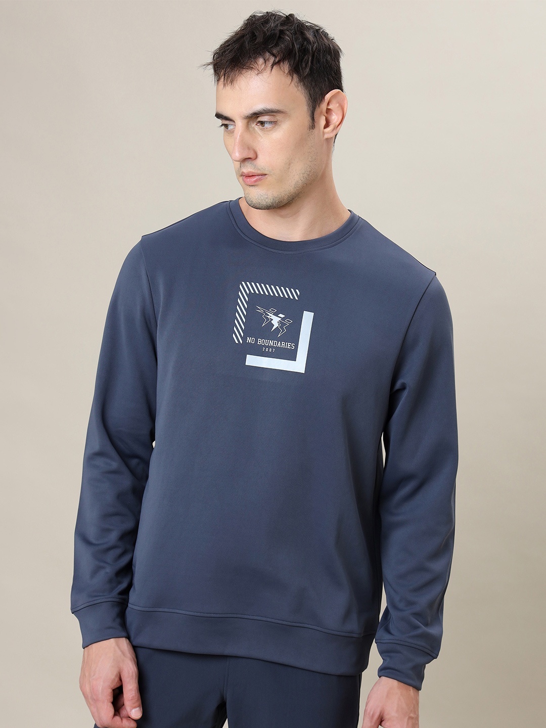 

Technosport Typography Printed Lightweight Antimicrobial Sweatshirt, Grey