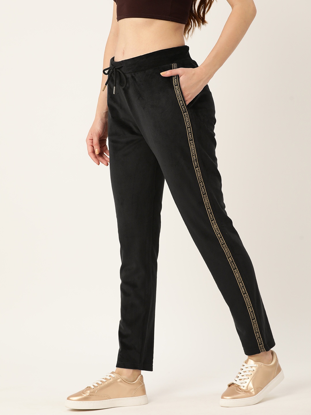 

Bobeno Milano Women Printed Track Pants, Black