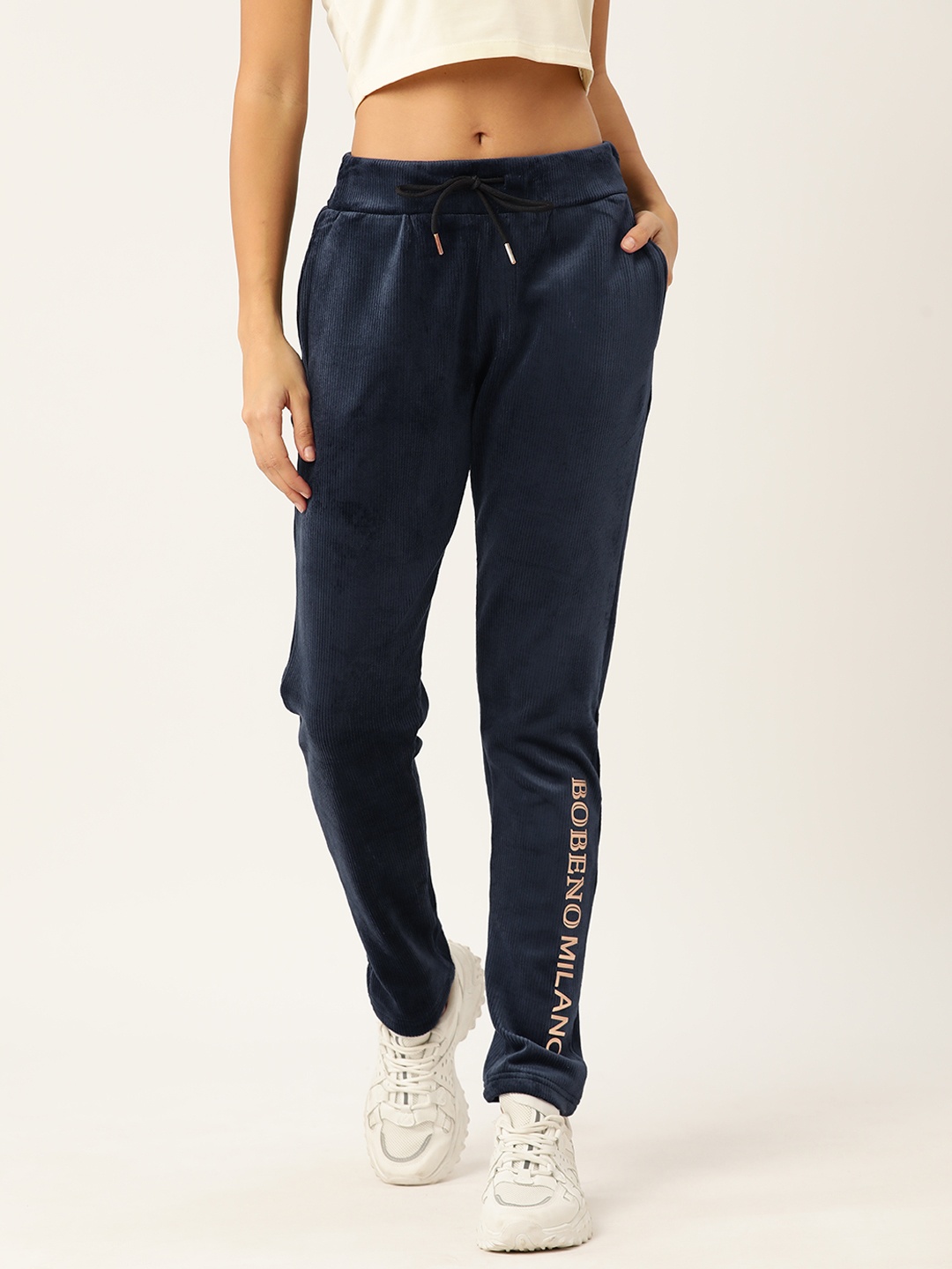 

Bobeno Milano Women Navy Blue Printed Track Pants