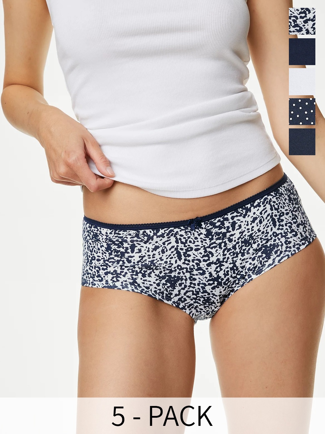 

Marks & Spencer Pack Of 5 Low Rise Hipster Briefs, Navy blue