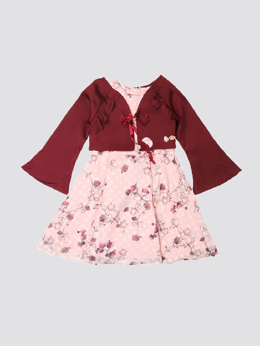 

mothercare Girls Floral Print A-Line Dress With Shrug, Pink