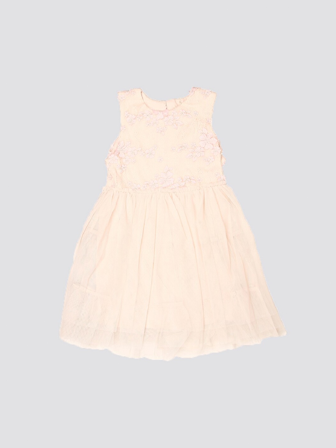 

mothercare Girls Self Design Gathered Fit & Flare Dress, Pink