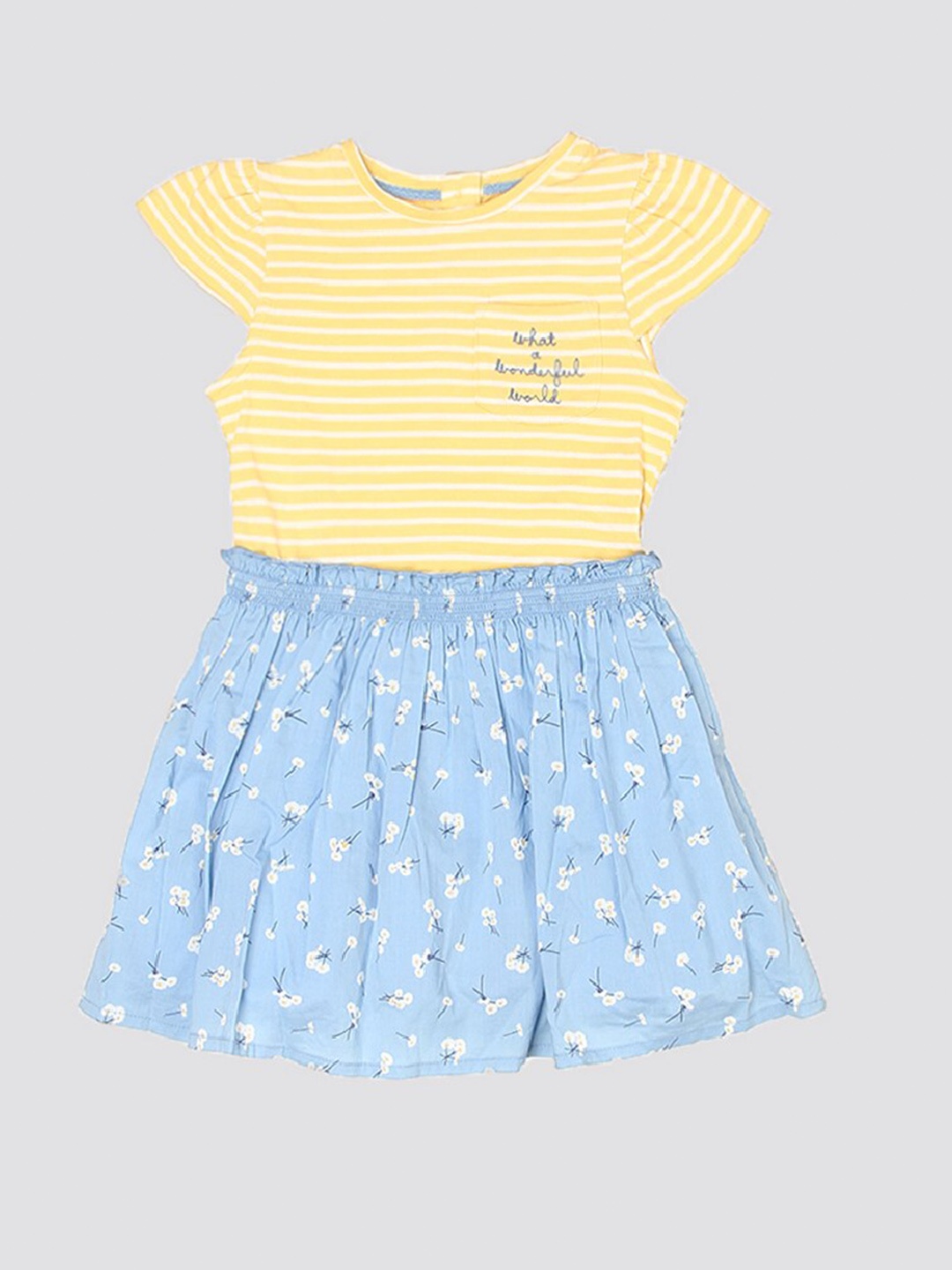 

mothercare Girls Striped Cap Sleeve Top & Skirt, Yellow