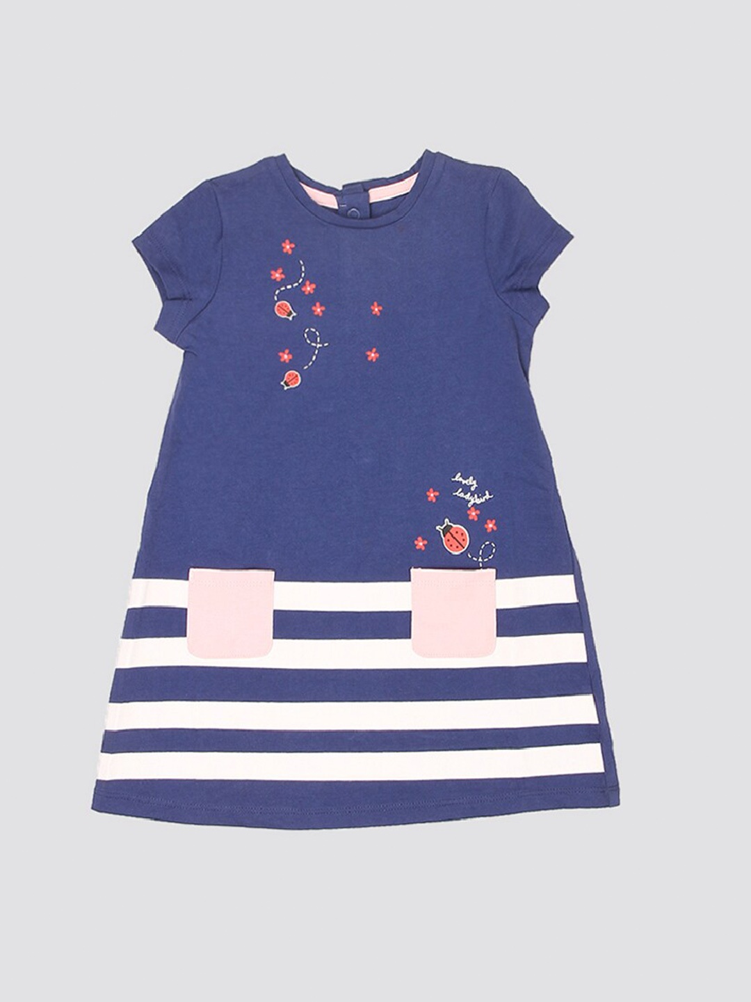 

mothercare Girls Graphic Printed A-Line Dress, Blue