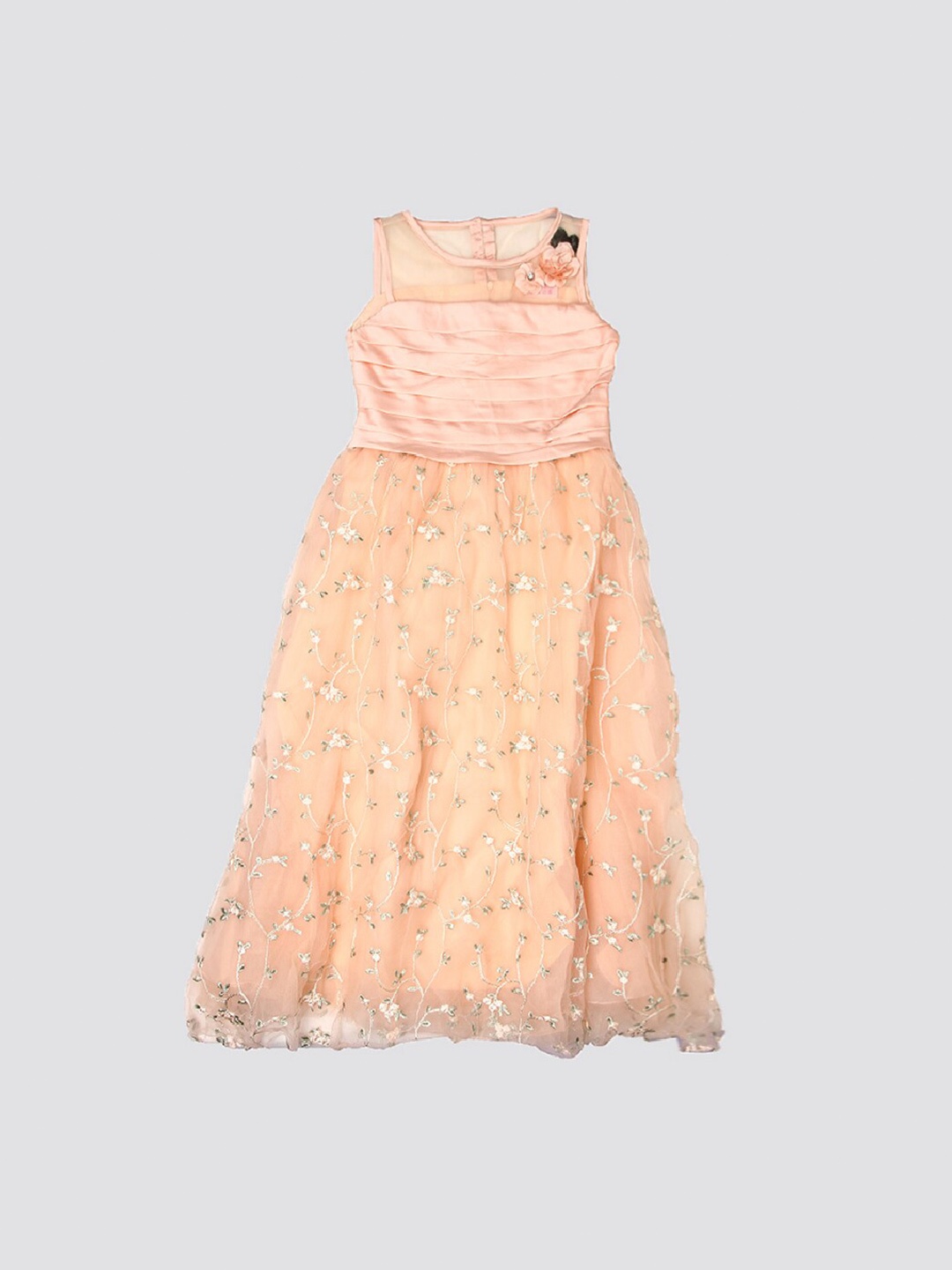 

mothercare Girls Floral Embroidered Sequined Pleated & Applique Fit & Flare Dress, Pink