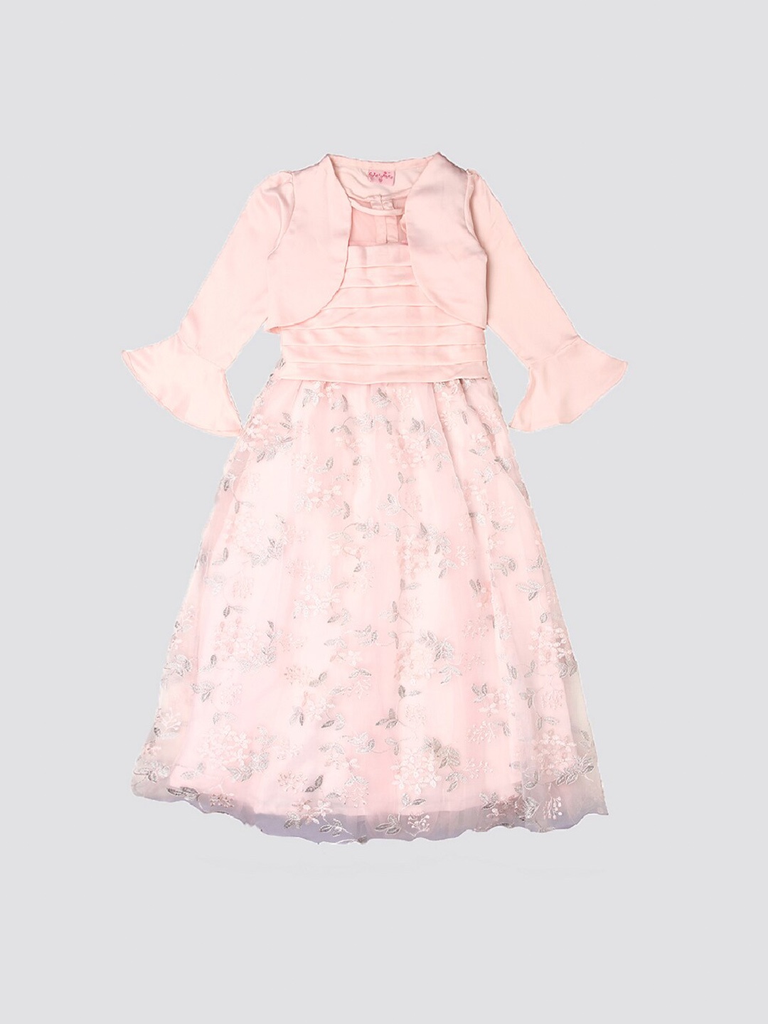 

mothercare Girls Floral Embroidered Fit & Flare Dress, Pink