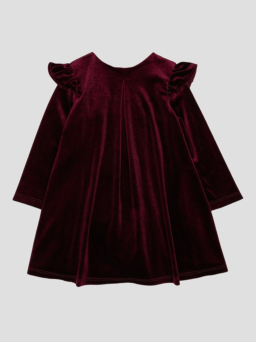 

mothercare Girls Long Sleeves Velvet A-Line Dress, Purple