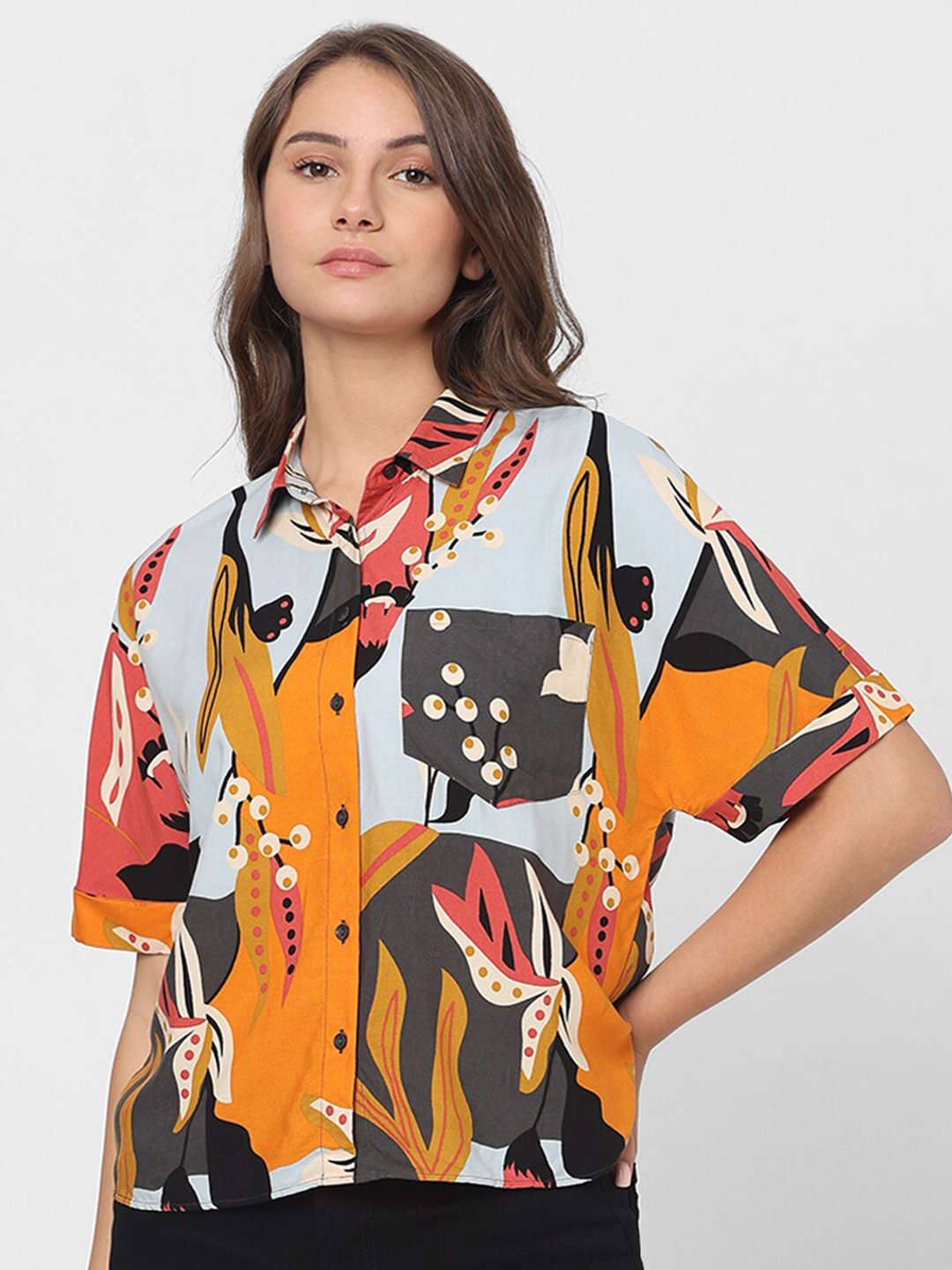 

Vero Moda Floral Printed Casual Shirt, Mustard