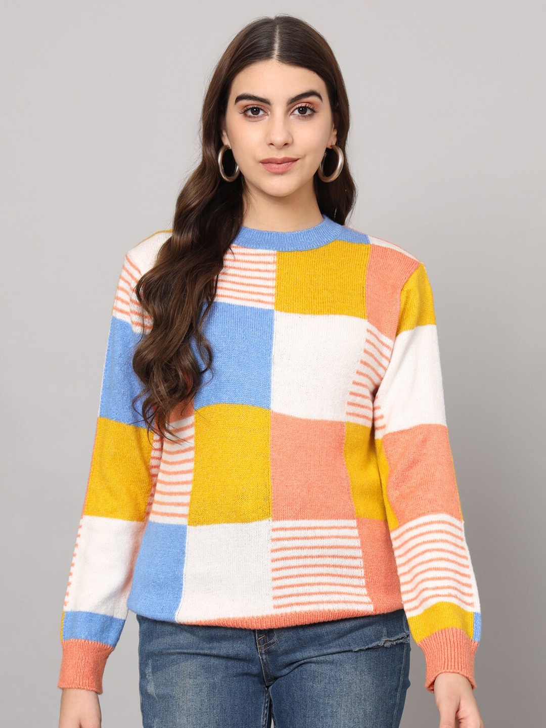 

The Dry State Colourblocked Acrylic Pullover Sweater, Orange