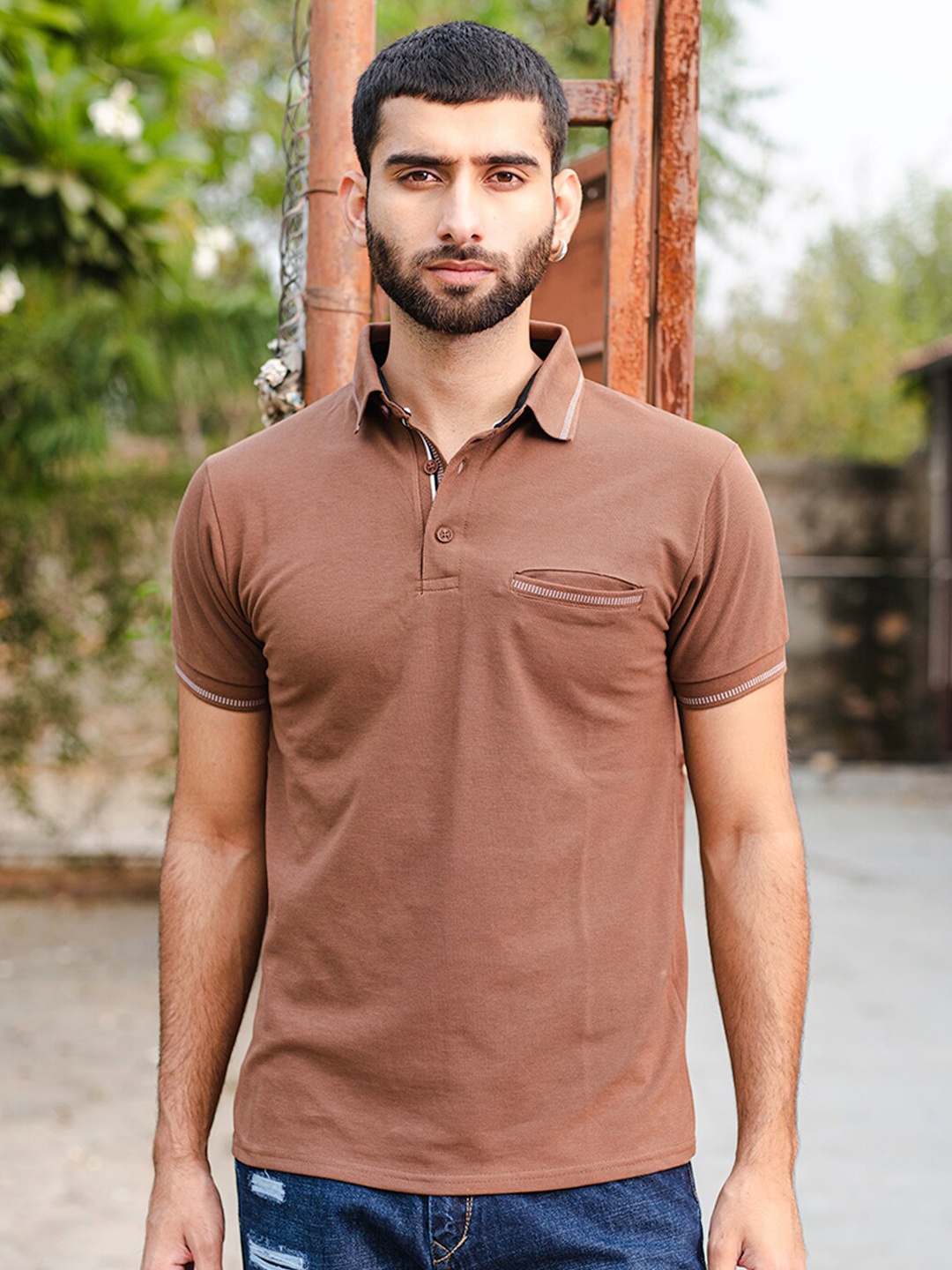 

Tistabene Relaxed Fit Polo Collar Cotton T-shirt, Brown