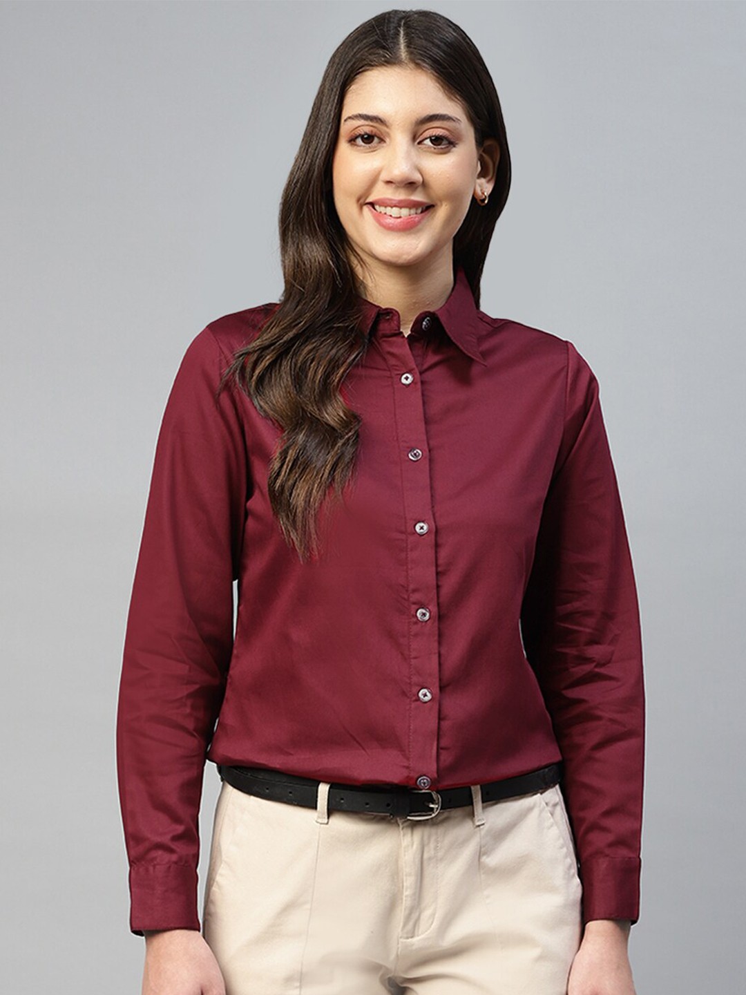 

DEEBACO Collared Neck Shirt, Maroon