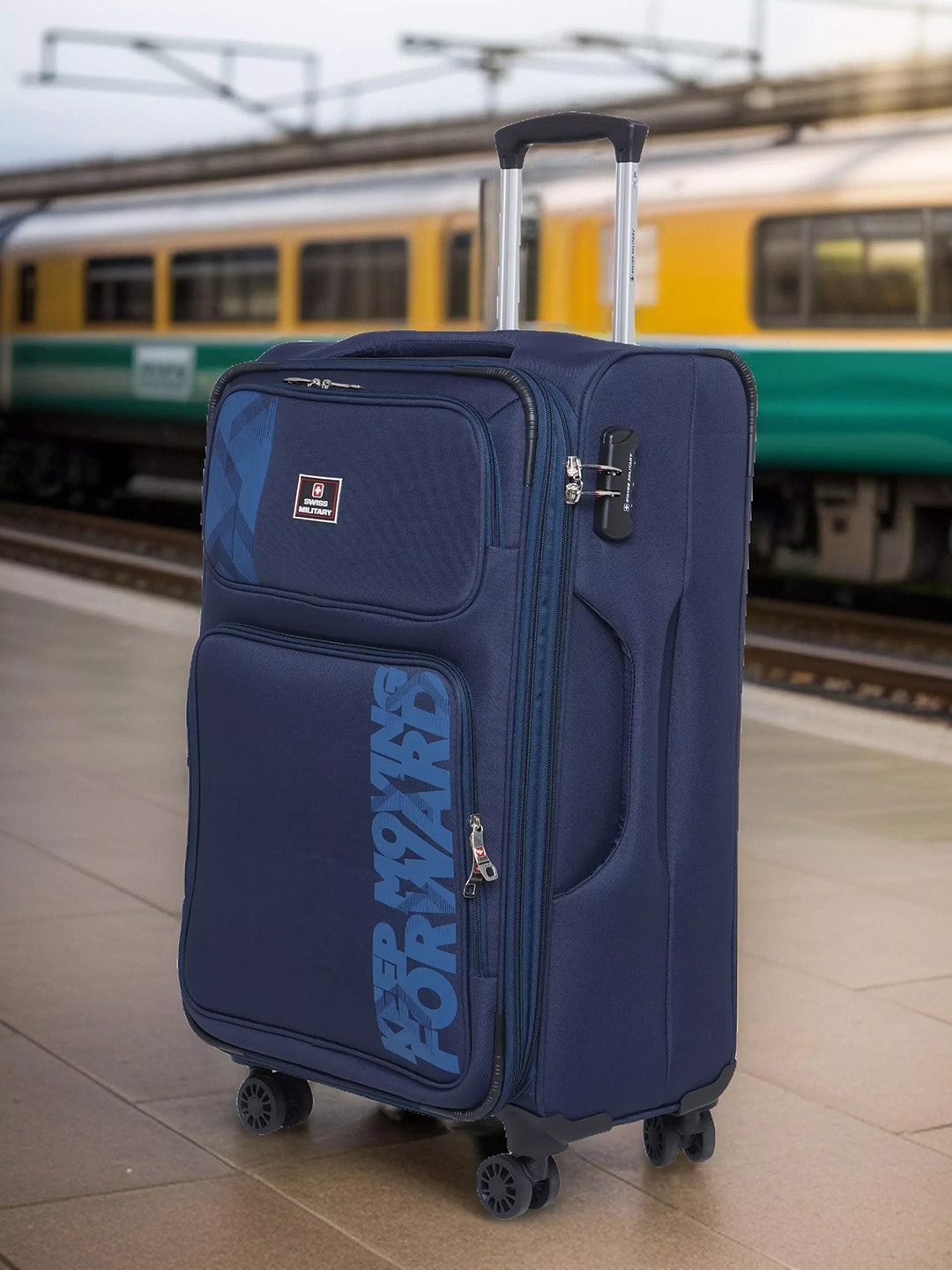 

SWISS MILITARY Neptune Medium Soft Trolley Suitcase, Navy blue