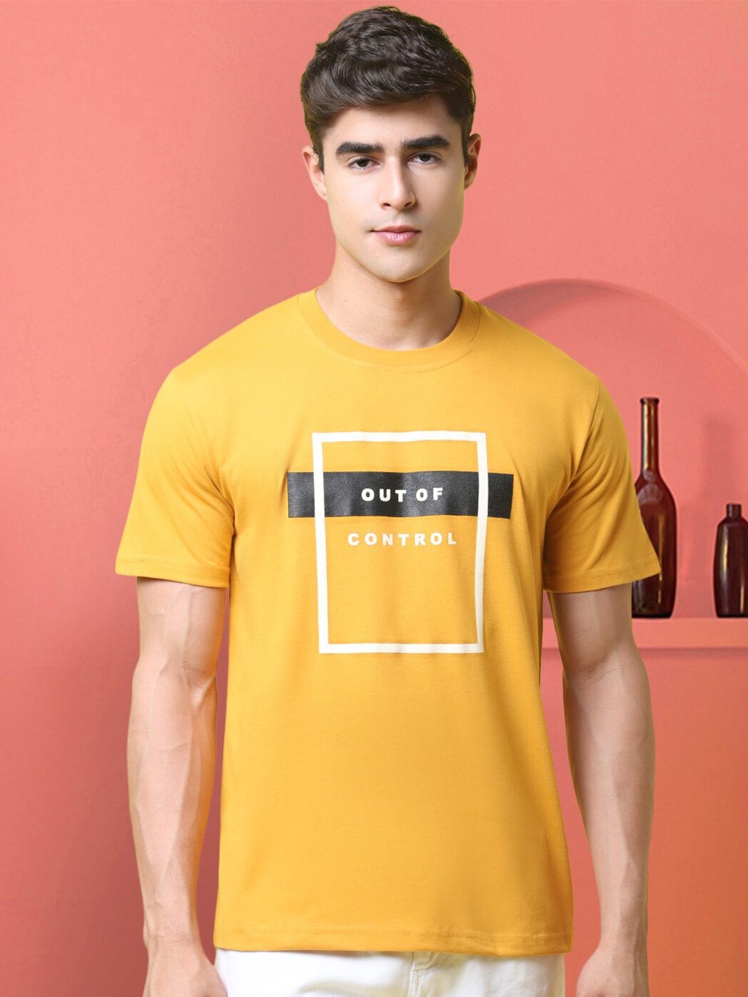 

Tee Projekt Typography Printed Cotton Regular Fit T-shirt, Yellow