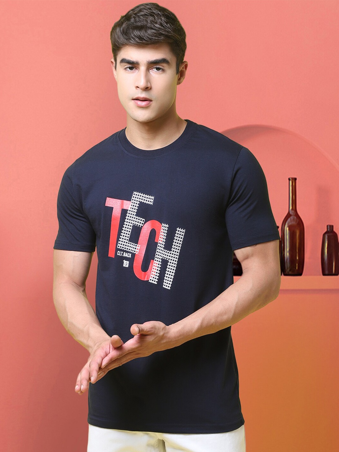 

Tee Projekt Typography Printed T-shirt, Navy blue