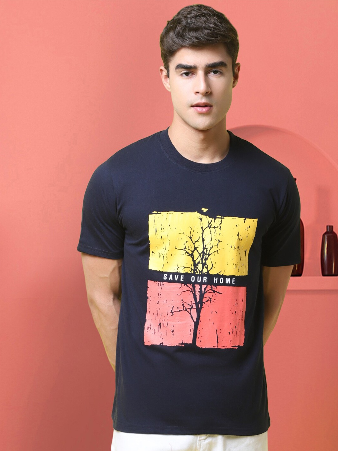

Tee Projekt Typography Printed T-shirt, Navy blue