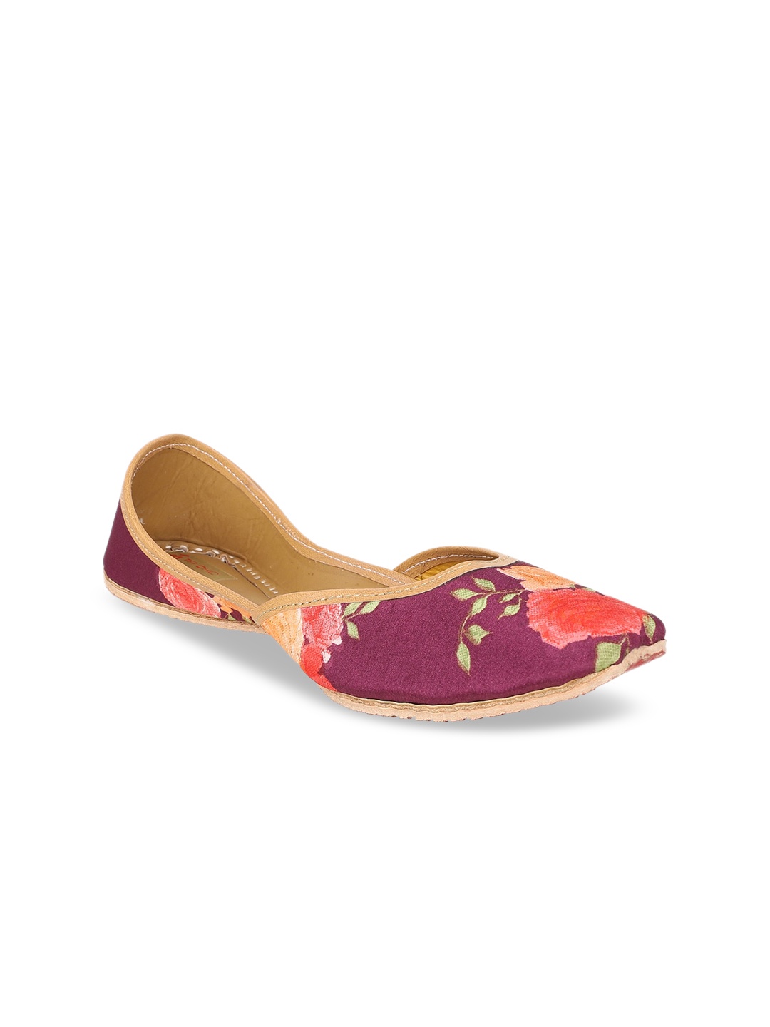 

Ta Chic Ethnic Square Toe Fabric Mojaris, Purple