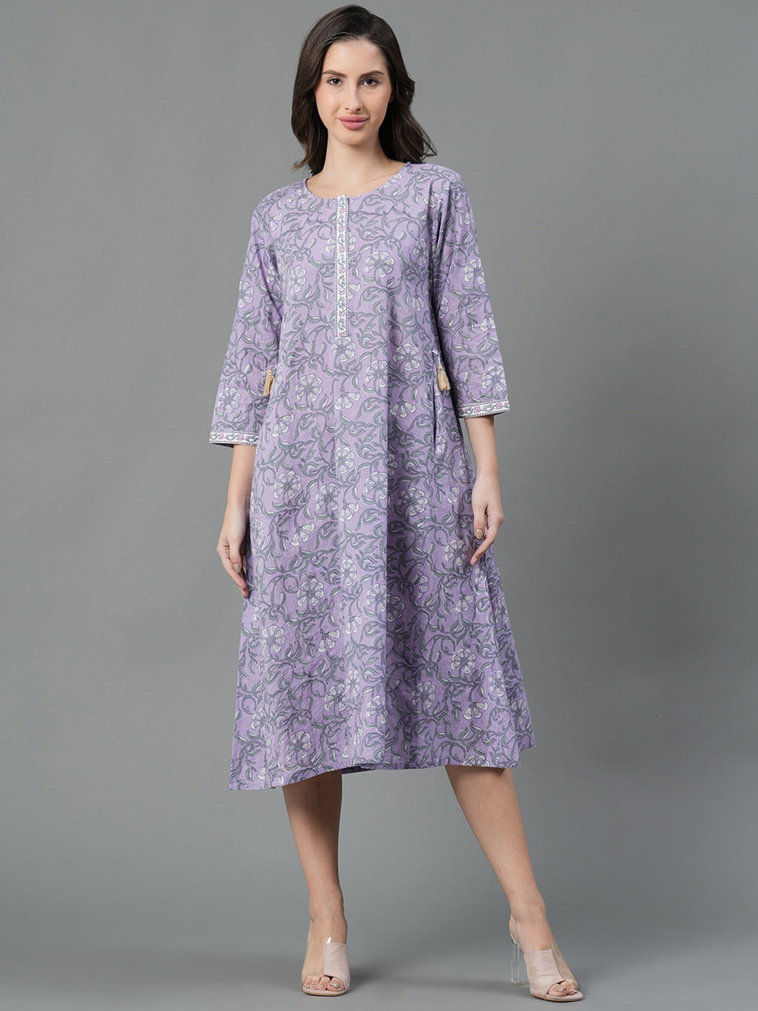 

Mode by Red Tape Floral Printed Ethnic Dress, Lavender