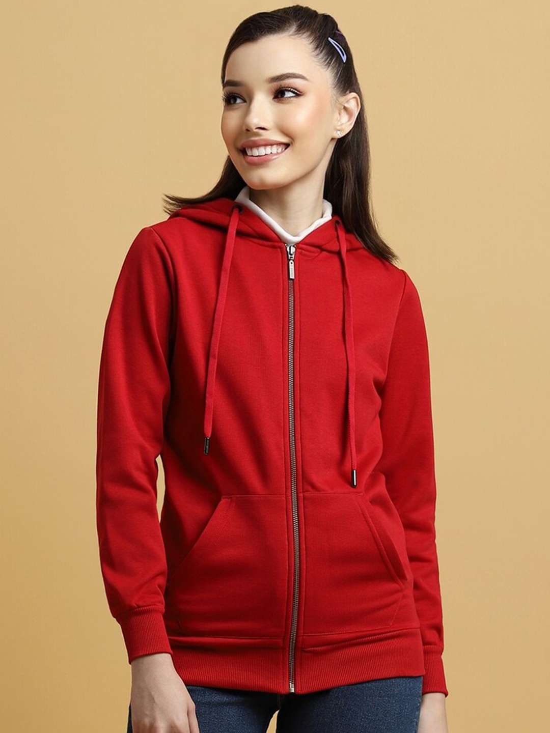 

FOREVER 21 Hooded Long Sleeves Sweatshirt, Red