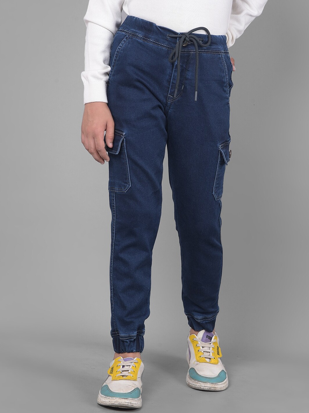 

Crimsoune Club Boys Slim-Fit Clean Look Denim Cargo Joggers, Navy blue