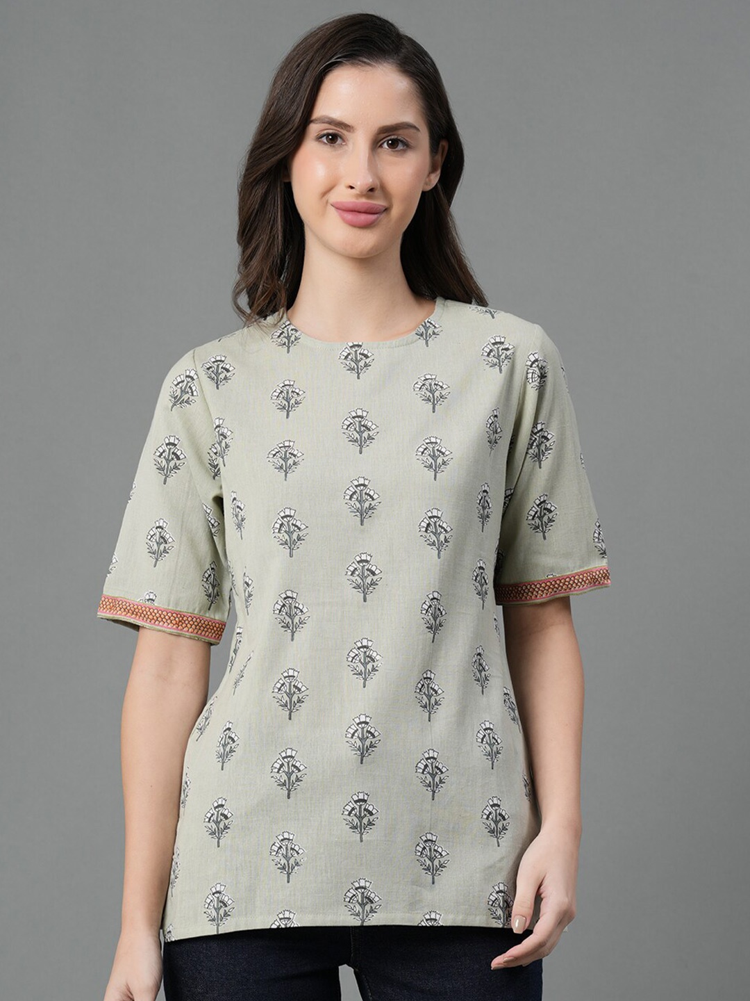 

Mode by Red Tape Floral Printed Cotton Top, Green