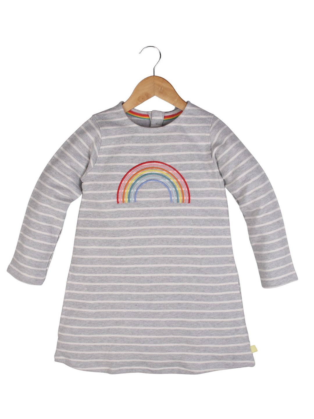

BAESD Girls Striped Woollen Pullover with Embroidered Detail, Grey