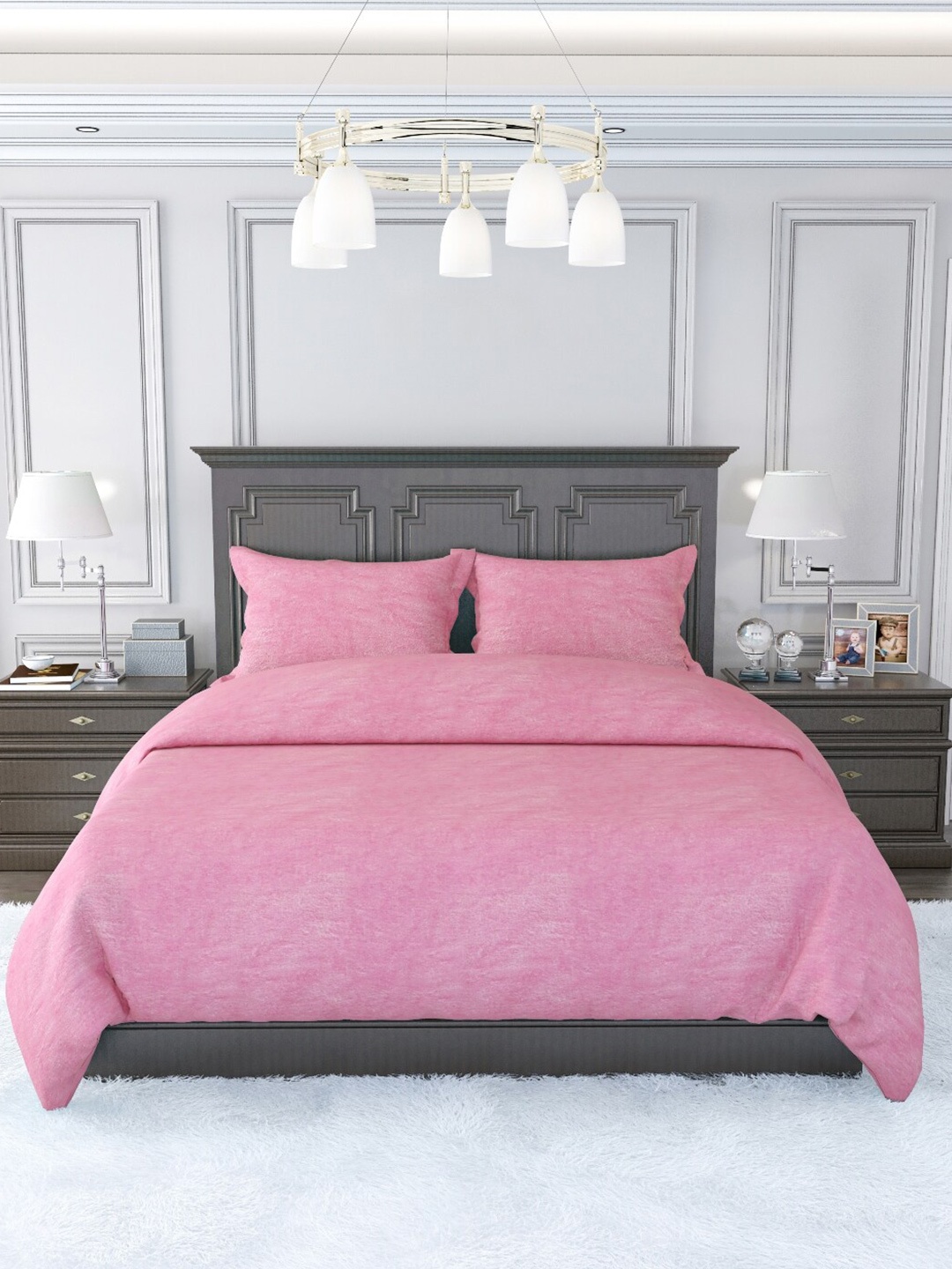

MULTITEX Pink Floral 120 TC King Bedsheet with 2 Pillow Covers