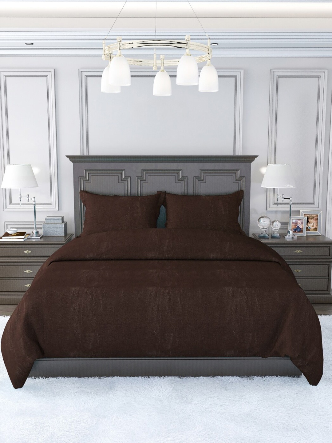 

MULTITEX Brown Floral 120 TC King Bedsheet with 2 Pillow Covers